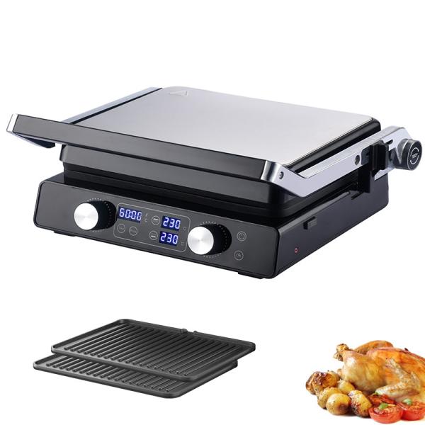 2000W Electric Digital Contact Grill Display Adjustable Temperature Control Knob