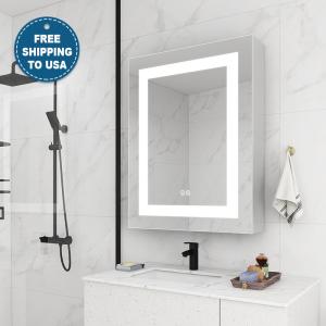 China Rectangle LED Light Bathroom Wall Mirror Cabinet With Barbershop Design factory