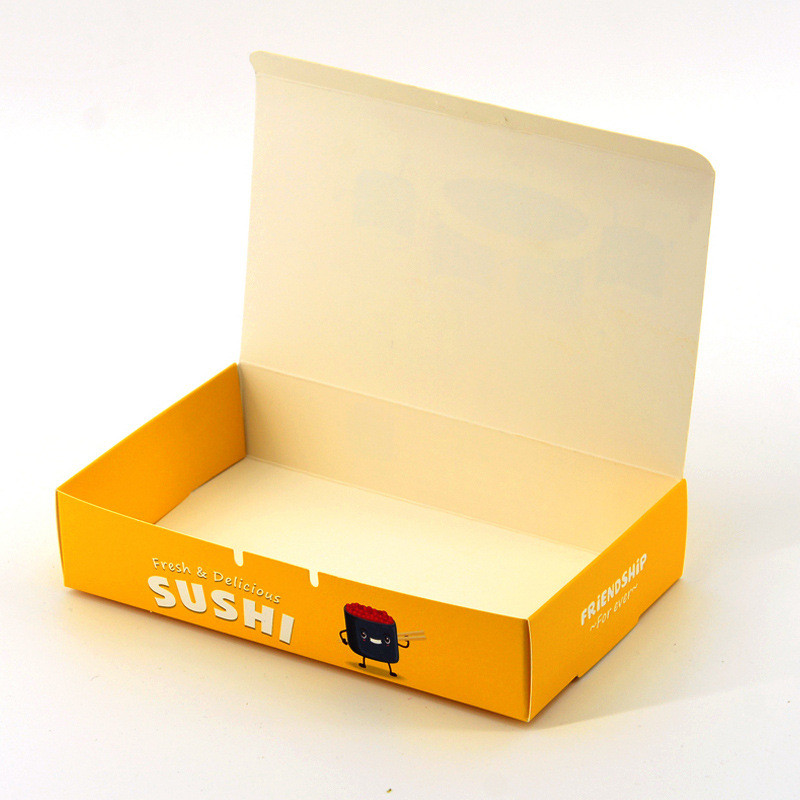 Custom Size 300g 350g Food Grade White Cardboard Paper Packaging Box For Sushi