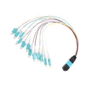 China Dia 125mm OM3 12 Core Optical Fibre Cable MTP To LC Breakout 12 Color factory