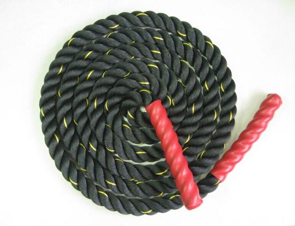 Power Rope Crossfit Essential Equipment Black Nylon Battle Rope With Rubber