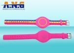 Passive Adjustable Silicone Rfid Wristbands , Waterparks wristband rfid Pink