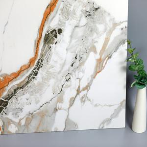 China Calacatta White Gold Veins Marble Porcelain Slab Tile Sintered Stone 600x1200mm factory