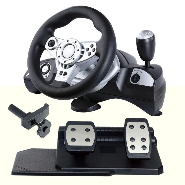 Multi Platform Video Game Computer Steering Wheel With Foot Pedal FOR PC Direct