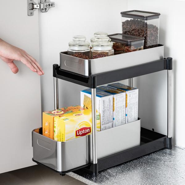 Keep Your Kitchen Countertop Clutter-Free With 2 Tiers Stainless Steel Kitchen