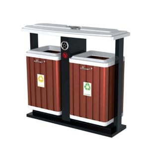 China Wood Plastic Composite SGS 50L Two Compartment Trash Can factory