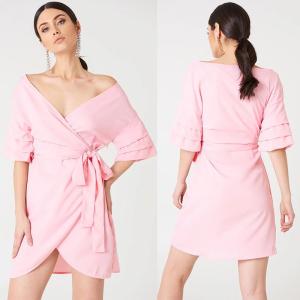 China Off Shoulder Overlapped Ladies 2018 Summer Dresses factory