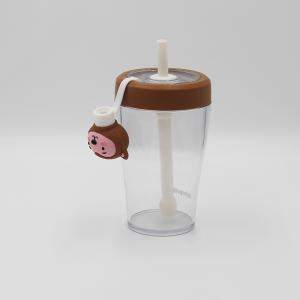 China Contemporary 430ml Shaker Water Bottle Plastic Drink With Straw factory
