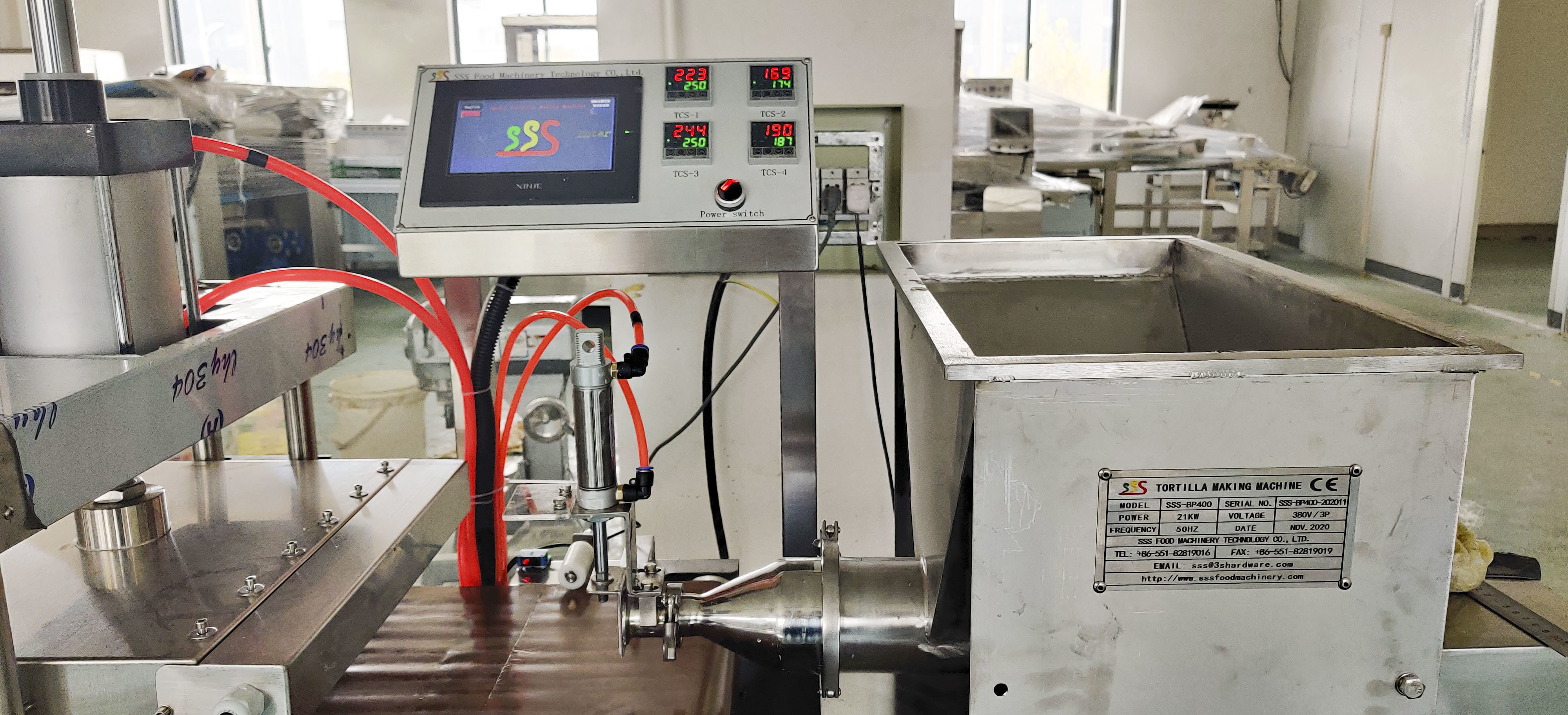 250kg/h Flour Tortilla Making Machine , Cooling Flour Bread Machine