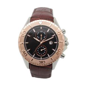 China Men's Dual Time Multifunction Wrist Watch With Leather Band Luxury factory