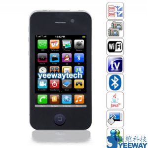 HiPhone S4G Quad Band Dual Cards Dual Cameras WiFi Color TV Bluetooth Java 3.2 - inch Touch Screen Compass Phone