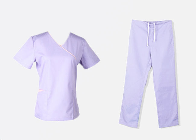 Split Hem Scrubs Medical Uniforms Back Straps With Drawstring Casual Trousers