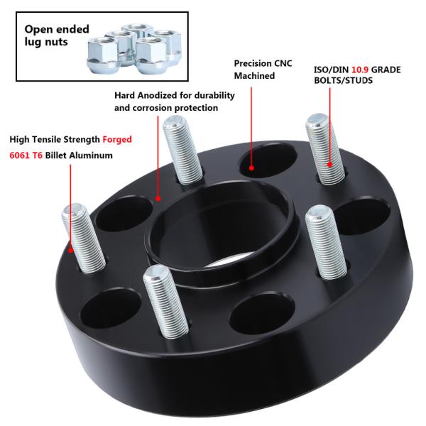 78.3mm Center Bore 5x5 To 5x5 Wheel Spacers Cnc Wheel Spacers Black Color