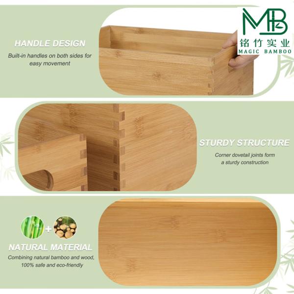 Large Bamboo Kitchen Storage Drawer Box For Cabinets Countertops