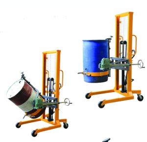 China 55 gallon Knob release handle Powder-coat finish Gear driven tilt Ds hydraulic manual portable Hand Drum Lift truck factory