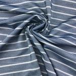 180gsm Blue And White Stripe Fabric Viscose Rayon Yarn Dyed TR Type