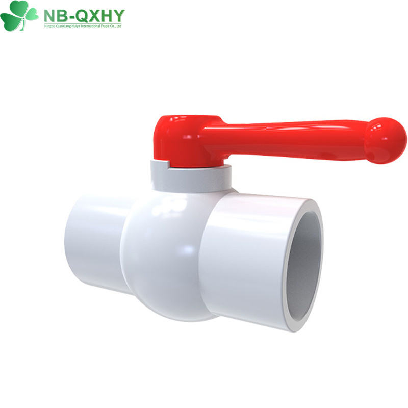 China Factory Big Size New Material PVC Plastic Ball Valve 8&quot; Inch UPVC PVC Ball Valve with Red Handle