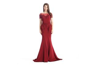 China Short Sleeve Red Mermaid European Style Evening Dresses Forging Material factory