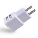 White Mobile Phone Dual USB Wall Charger Electric Plug Socket