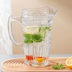 45 Ounce Vintage Glass Water Pitcher Machine Made Transparent Embossed