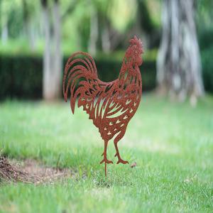 China Metal Animal Garden Ornament Metal Silhouette Garden Stakes, Hen And Chick factory