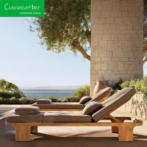 China Solid Wood Lounger Chair for Outdoor Modern Hotel Garden Durable Teak and Waterproof Swimming Pool Villa Courtyard Chaise factory