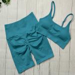Summer Two Multicolor Yoga Outfits Ruched Butt Lifting Shorts And Breathable