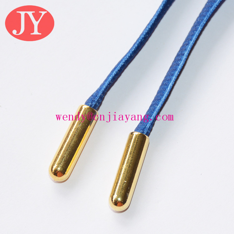 Black Flat Shoelace with white text logo on aglet