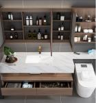 Customized Table Top Bathroom Cabinets 18mm Brown Plywood 400mm Height