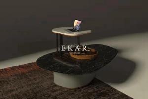 China Modern European Style Marble Top Metal Base Coffee Table Set factory