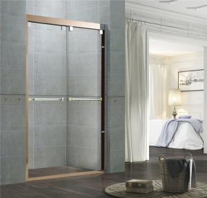 China Clear / Frosted Tempered Glass Shower Enclosures Rose Gold Double Moving Door for Home factory