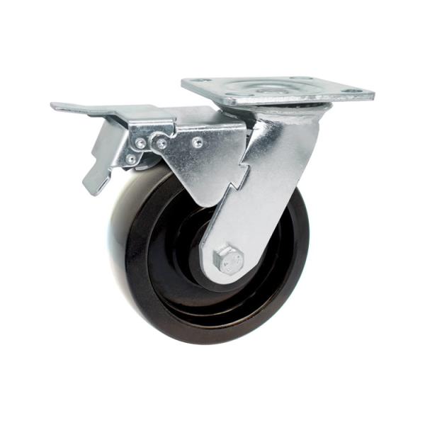 6" Heavy Duty Casters For Industrial Black Glass Nylon Wheel Dual Brake Top