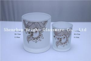 China Frosted Design Glass Candle Holder With Gold Logo factory