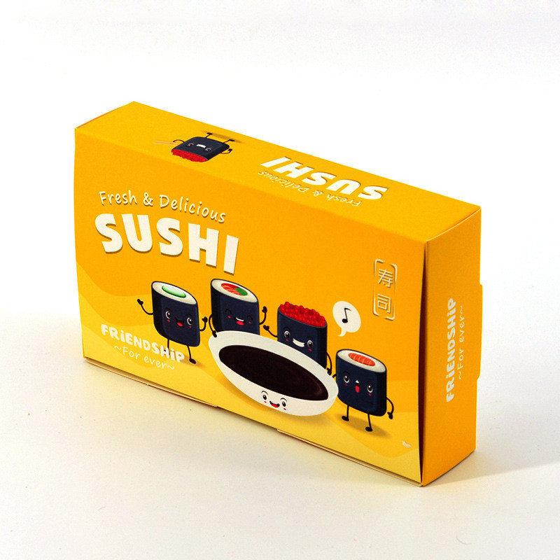 Custom Size 300g 350g Food Grade White Cardboard Paper Packaging Box For Sushi