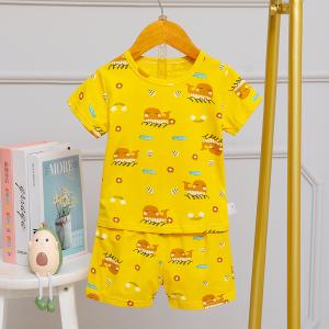 China Yellow Whale Summer Pyjama Sets / Short Sleeve Pj Set For 130cm Height Children factory