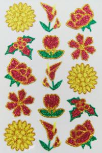 China Japan Style Shinning Glitter Flower Stickers , Glitter Foam Shape Stickers factory