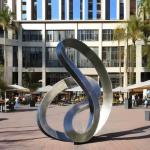 Brushed Stainless Steel Flowing Ribbon Sculpture Contemporary Reflective Art for