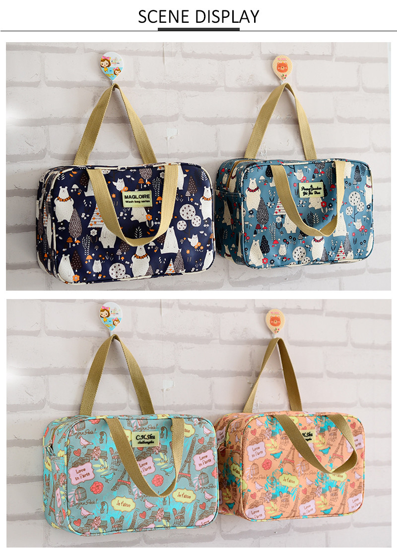 Printed Polyester Travel Makeup Organizer Bag For Women