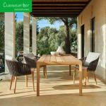Modern Solid Wooden Dining Armchairs Water Resistant Cushion Seat for Outdoor