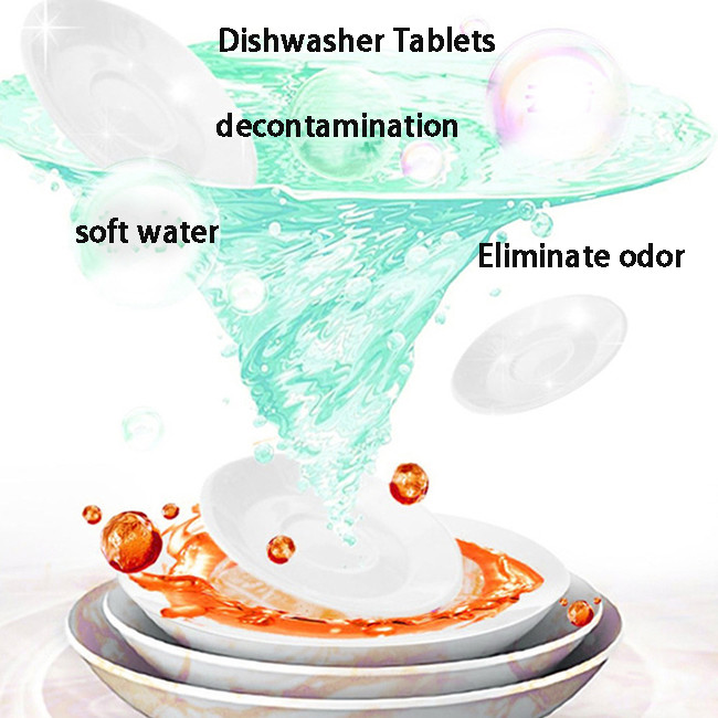 Tableware Chemical Free Dishwasher Tablets Degreasing Effervescent Tablets Customized Size
