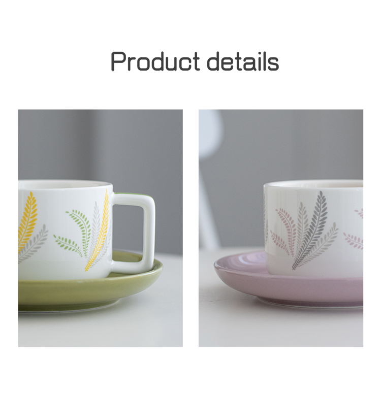 Custom Ceramic Coffee Cup And Saucer With Decal Nordic Design Style for Business Gifts