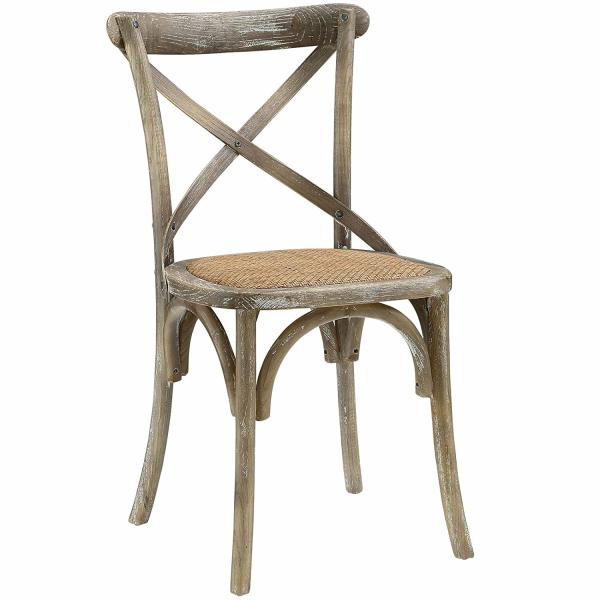 Gear Rustic Farmhouse Modern Wooden Dining Chairs , Elm Wood Rattan Dining Chair