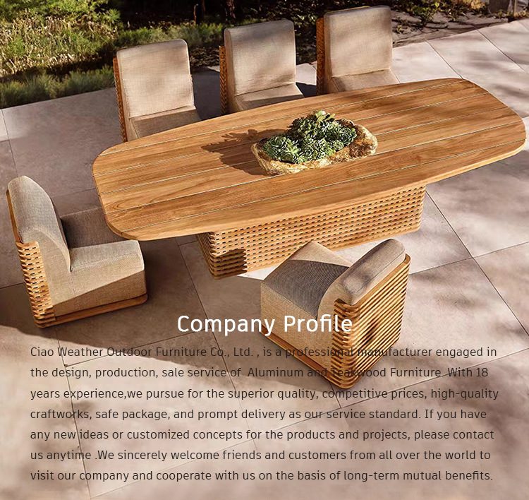 Wooden Furniture Garden Set Modern Outdoor Furniture Solid Wood Teak Courtyard Dining Armless Chair Wood Side Chair