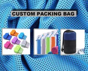 China Custom Polyester Fabric Logo Ice Cool Sports Gym Microfiber Cooling Towel With Bottle factory