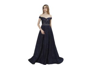 China Dark Blue Color Lace European Style Evening Dresses , Sweetheart Prom Party Dress factory