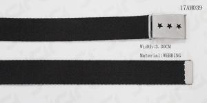 China Khaki / Black Classic Polyester Webbing Belt With Antic Silver Plate Clip Buckle factory