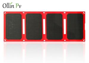 China Easy Carry Solar Charger Bag 4 Fold Red Mobile Photovoltaic Charging Device factory