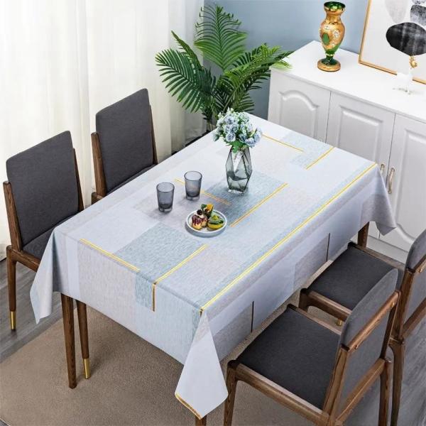 Oil Proof Rectangle Floral Tablecloth PVC Restaurant Tablecloth Roll and
