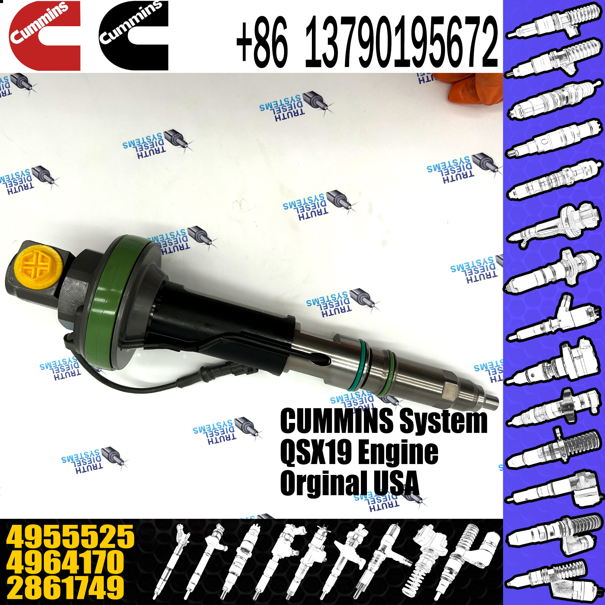 Qsk19 Cm850 Diesel Engine Parts Fuel Injector 4964170 4955524 4964171 4955525