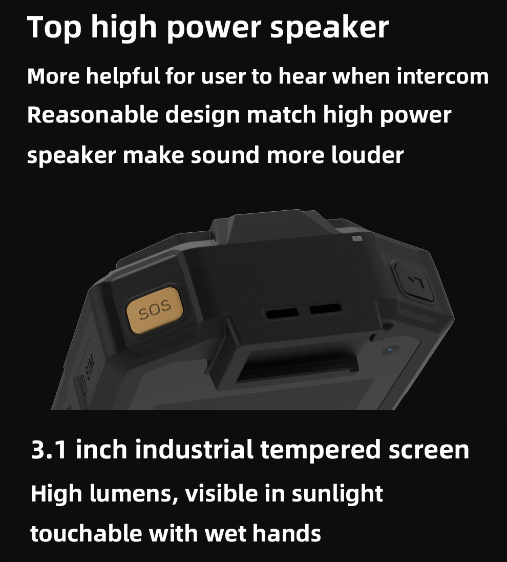 Android Body Worn Camera 4G For Police Officers IP65 Waterproof Level